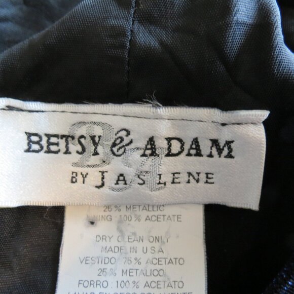 Betsy & Adam by Jaslene Metallic Navy Blue Lined Maxi Sleeveless Size 14W - Picture 8 of 9